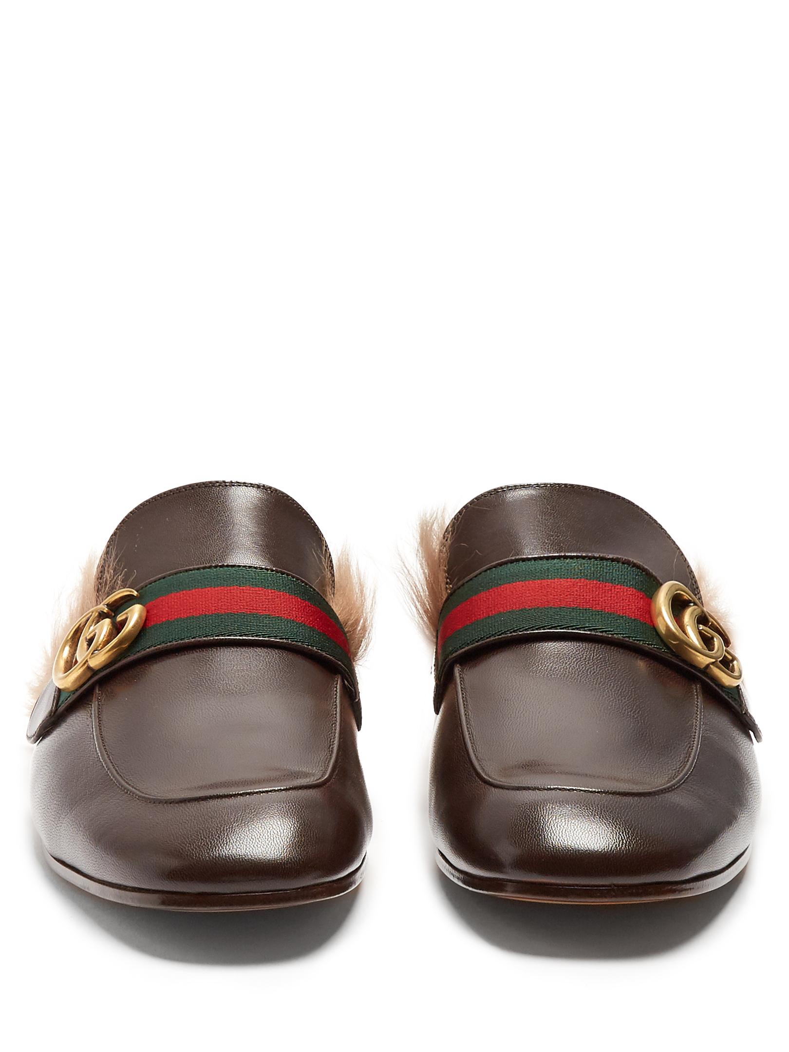 gucci princetown shearling